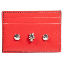 Alexander McQueen Red Leather Skull Card Holder