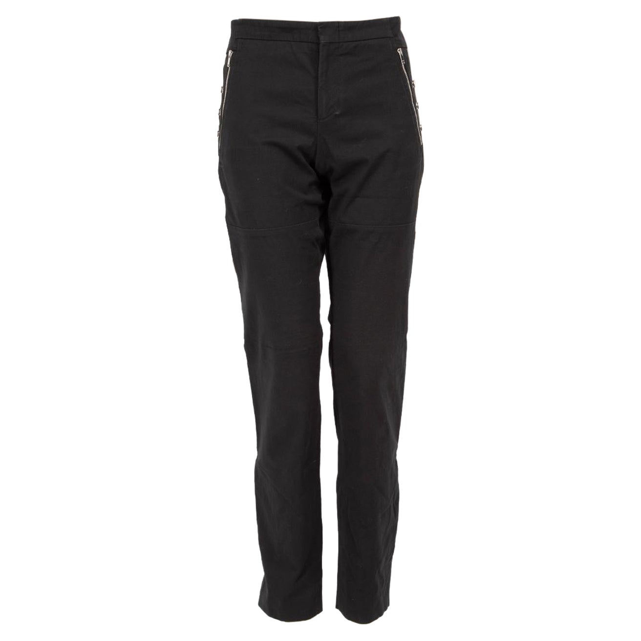Gucci Pantaloni neri skinny con dettaglio hardware d'argento taglia M.