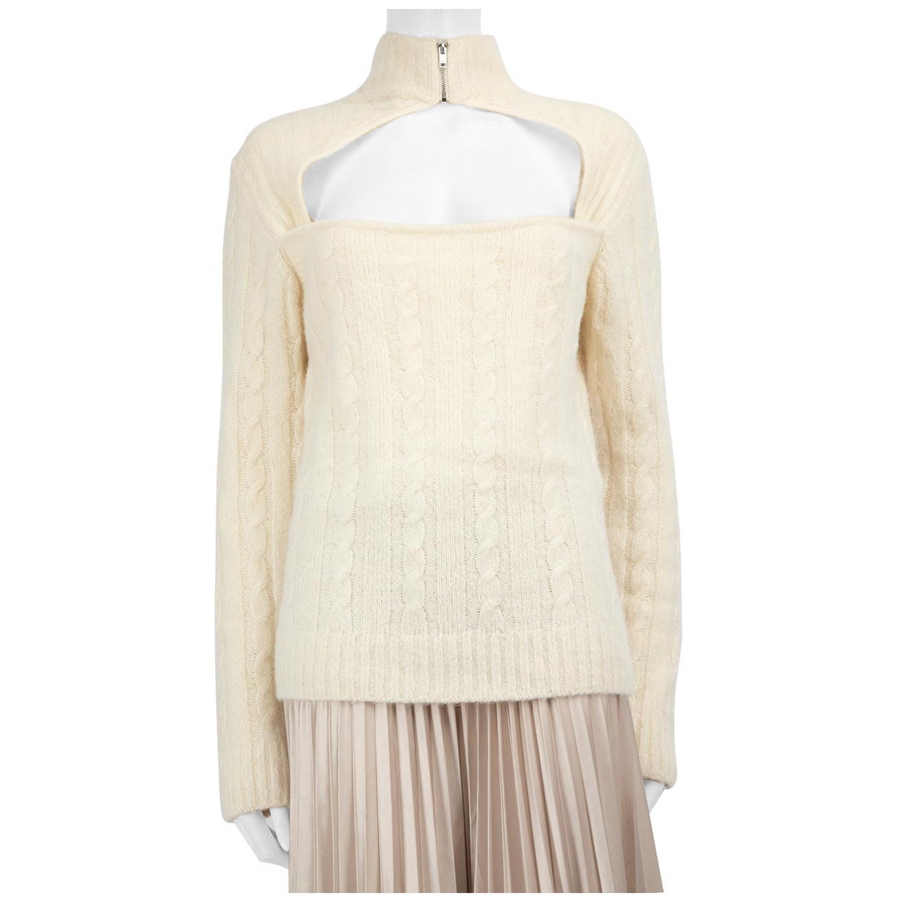 Ganni Ecru Wool Cut Out Knit Jumper Size L