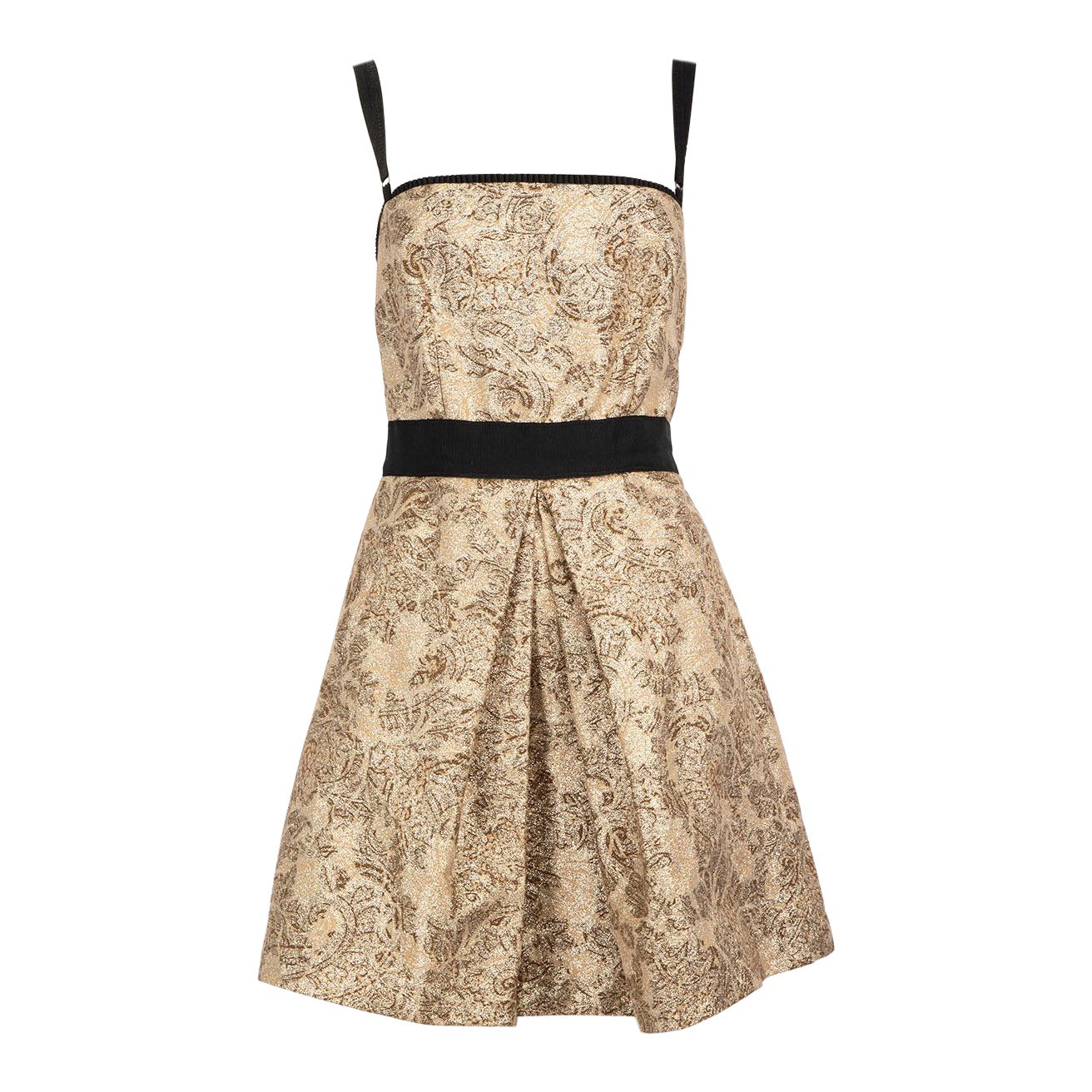 Dolce & Gabbana Gold Metallic Mini Dress Size M
