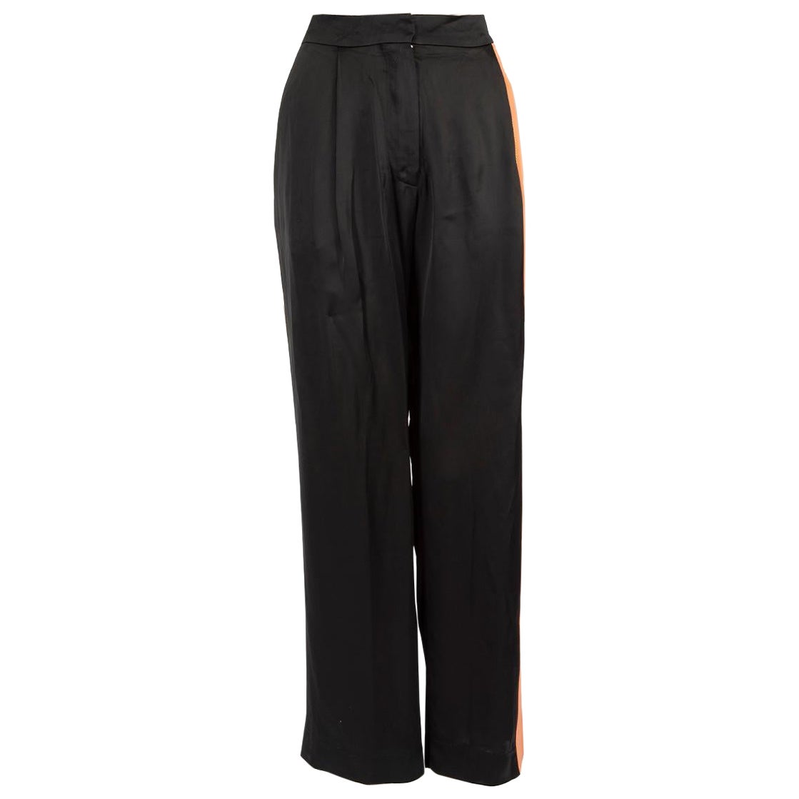 Loewe Black & Brown Leather Trim Trousers Size XXS For Sale