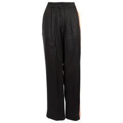 Loewe Black & Brown Leather Trim Trousers Size XXS