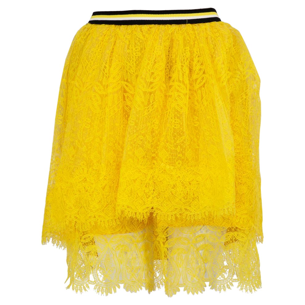 Ermanno Scervino Yellow Lace Pattern Mini Skirt Size S