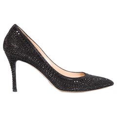 Valentino Garavani Black Suede Crystal Embellished Pumps Size IT 38