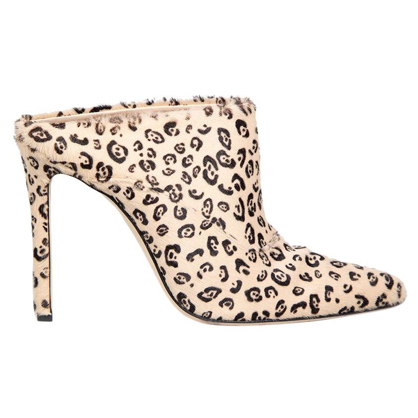 Altuzarra Beige Ponyhair Animal Print Mules Size IT 36.5 For Sale