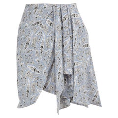 Isabel Marant Blauer drapierter Rock aus Seide mit Paisleymuster Größe XL
