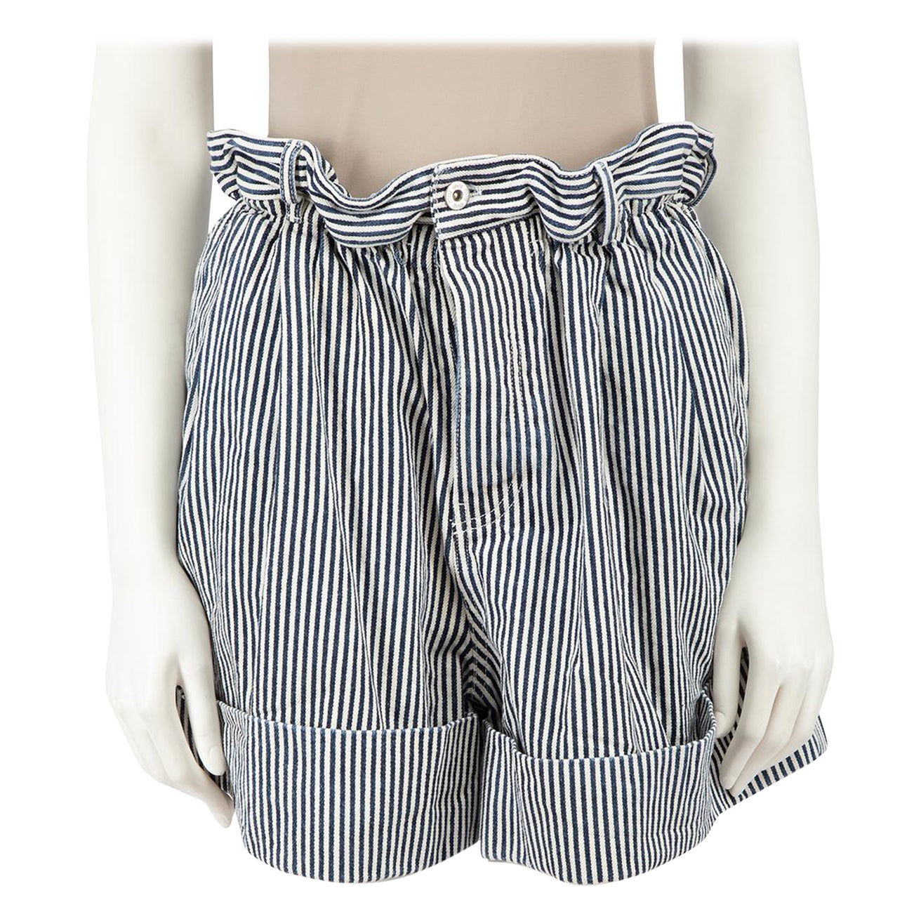Miu Miu 2019 Navy Striped Shorts Size XXL For Sale