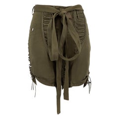 Saint Laurent Khaki Gabardine Lace-Up Shorts Size S