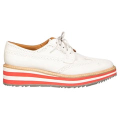 Prada Ecru Leather Platform Brogues Size IT 39
