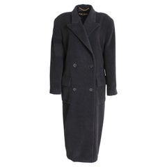 Escada Mantel Zweireihig Anthrazitgrau reine neue Wolle Trench Style Vintage M/L