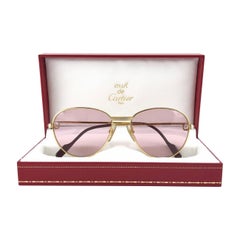 Vintage Cartier Ruby France Louis Vintage Heavy Gold Plated 55mm Sunglasses
