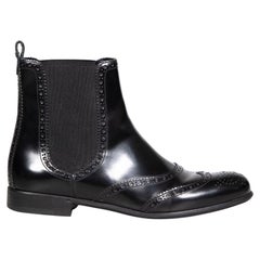 Dolce & Gabbana Black Leather Brogue Chelsea Boots Size IT 39