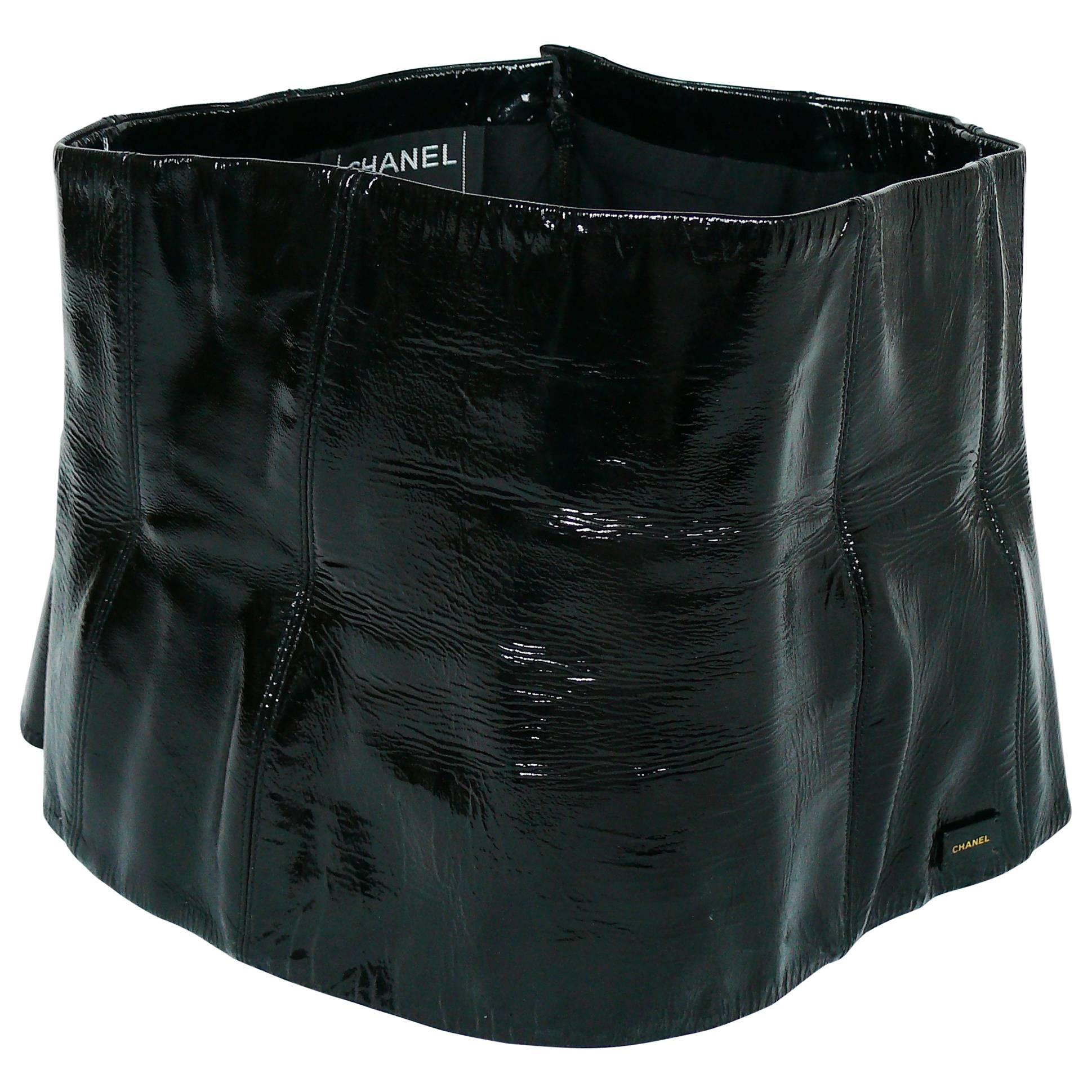 Chanel Black Patent Leather Corset Belt Fall/Winter 2001 Size 36