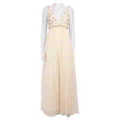 Needle & Thread Ecru Tulle Embellished Maxi Dress Size S