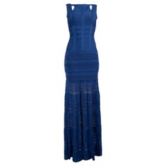 Herve Leger Blue Bodycon Knitted Maxi Dress Size XS