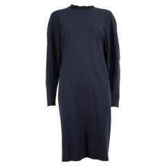 Lanvin, abito midi a maniche lunghe in lana blu, taglia M.