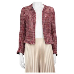 Akris - Cardigan aperto in tessuto di tweed rosa taglia M.