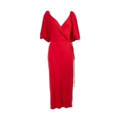 Reformation Red V-Neck Wrap Midi Dress Size S
