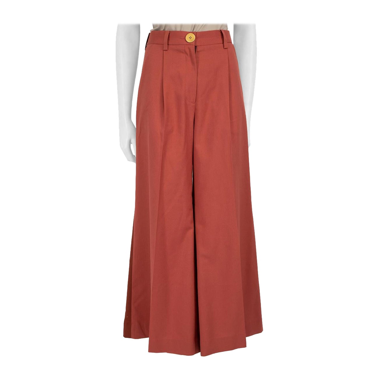Bouguessa Brown Panelled Wide Leg Trousers Size XS For Sale