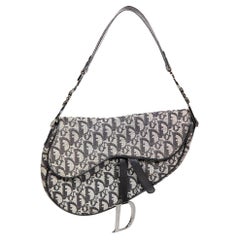 Dior 2002 Black Monogram Oblique Saddle Bag