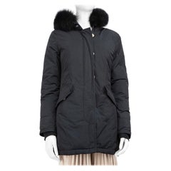 Woolrich Navy Cappotto Parka con cappuccio con bordo in pelliccia taglia S