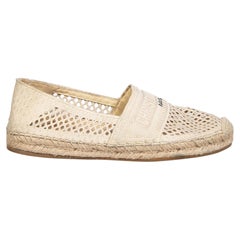 Dior Beige Canvas Crochet Detail Espadrilles Size IT 39