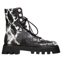 Nicholas Kirkwood Leather Snake Effect Combat Boots Size IT 37
