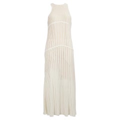 Herve Leger White Pleated Mock-Neck Maxi Dress Size S