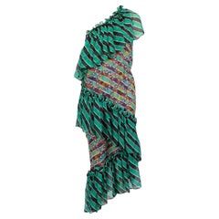 Marco de Vincenzo Grünes One Shoulder-Kleid mit Rüschen Größe L