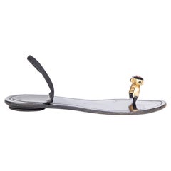 Rene Caovilla Black Suede Strap Ring Sandals Size IT 39