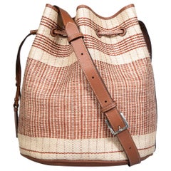 Hunting Season Beige Wicker Drawstring Bucket Bag