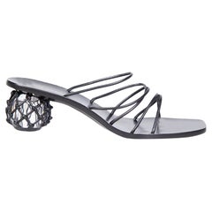 Cult Gaia Black Leather Kelly Slide Sandals Size IT 38