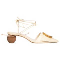 Cult Gaia Ecru Liya Buckled Ankle Tie Pumps Size IT 40.5