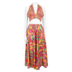 ba&sh Abstract Halter Neck Top & Maxi Skirt Set Size S