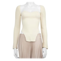 Khaite White Ribbed Knit Long Sleeve Top Size XS
