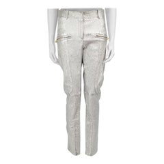Sies Marjan, pantalon en cuir argenté métallisé, taille M