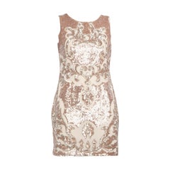 Needle & Thread Beige Sequin Sleeveless Mini Dress Size S