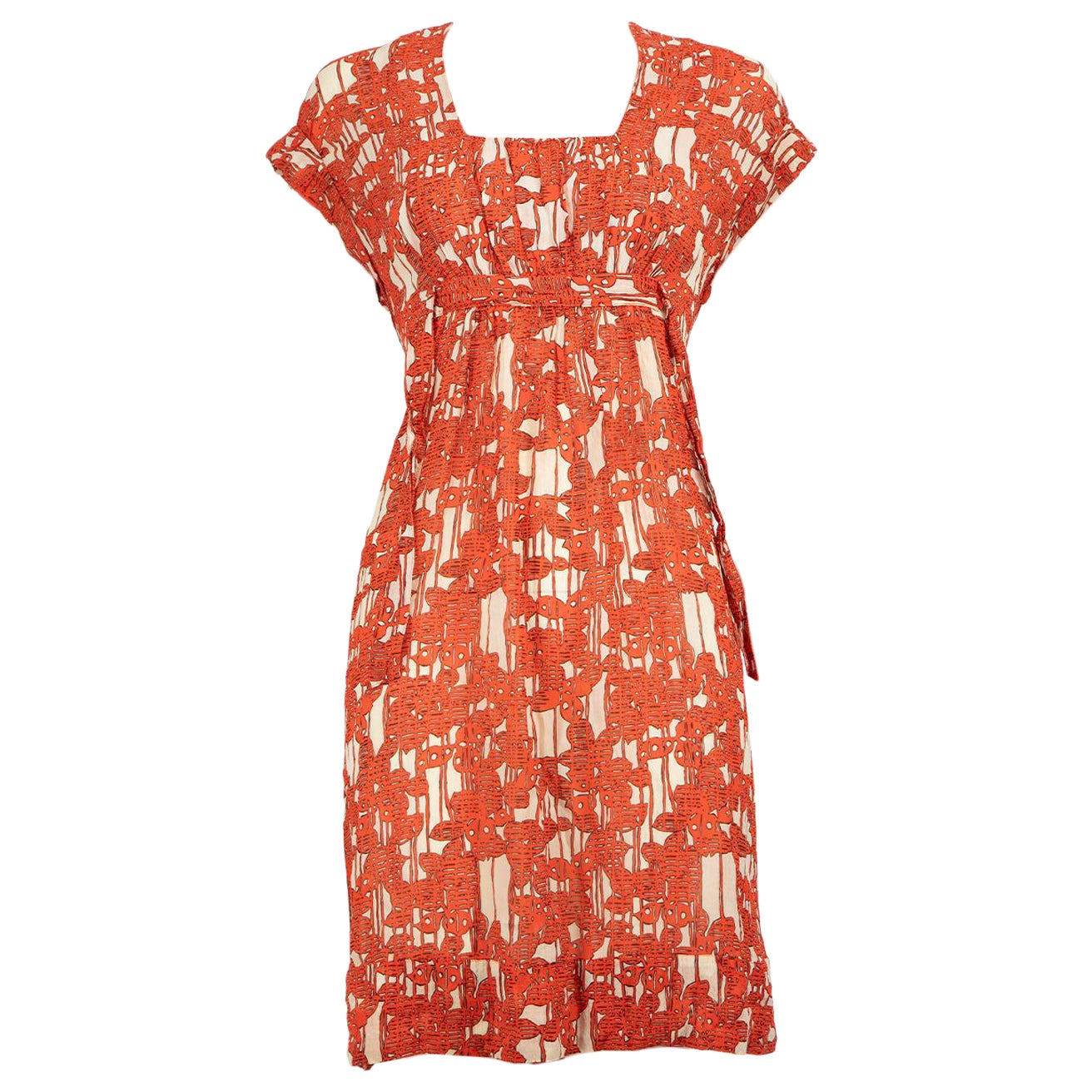 Diane Von Furstenberg Orange Silk Abstract Dress Size S For Sale