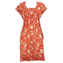 Used Diane Von Furstenberg Orange Silk Abstract Dress Size S