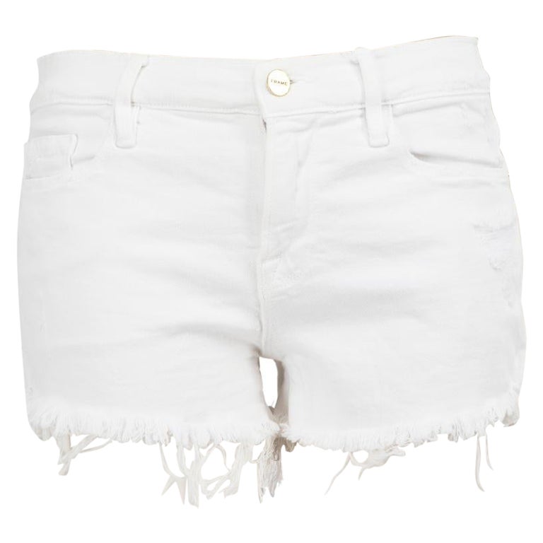 FRAME Pantalones cortos vaqueros blancos desgastados Talla S en venta