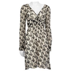 Diane von Furstenberg Vestido transparente de seda abstracto Talla XL