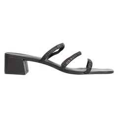 Reformation Black Leather Block Heel Sandals Size US 10.5