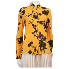 Dries Van Noten Yellow Long Sleeve Floral Shirt Size S