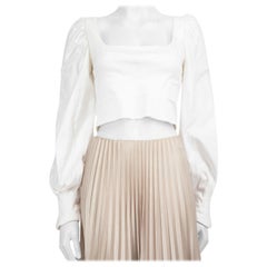 Silvia Tcherassi Top blanco con hombros abullonados Talla S
