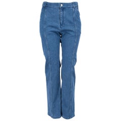 Dior Blue Denim Straight Leg Logo Panel Jeans Size XXS