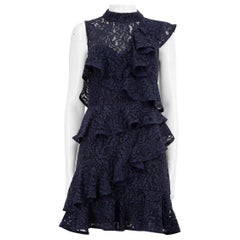 Rebecca Vallance Mini Vestido de Encaje Floral Azul Talla M