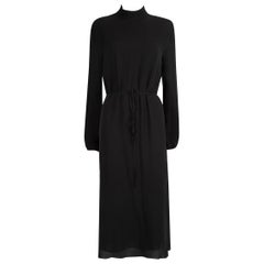 Theory Black Silk High Neck Midi Dress Size XXL