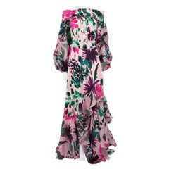Maxi Vestido Floral de Seda Morado Silvia Tcherassi Talla M