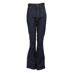 Alaïa Blaue Denim Jeans mit ausgestelltem Bund Größe L