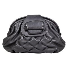 Smythson Black Leather Frame Clutch